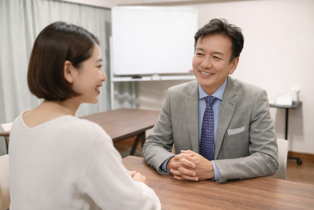 金山の西風のカウンセラールームでメンタルトレーナー&心理カウンセラー西風裕とクライエントの相談風景の写真