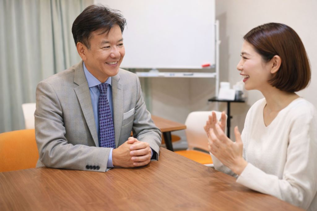 金山の西風のカウンセラールームでメンタルトレーナー&心理カウンセラー西風裕とクライエントの相談風景の写真